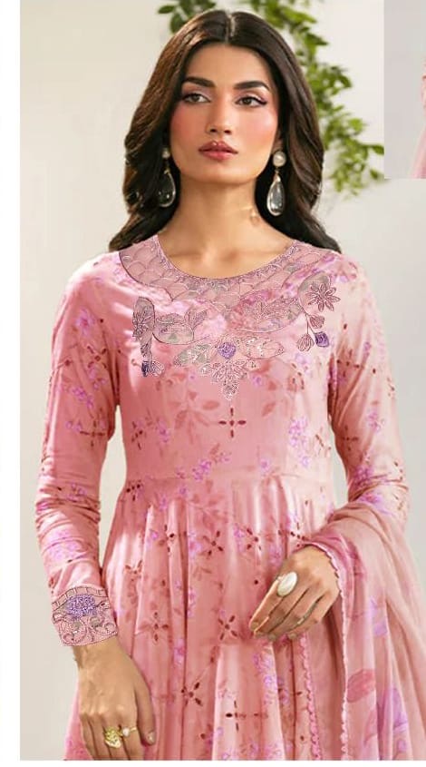 IZNIK LUXE LINEN DAMAN APLIC WORK PRINTED-EMBROIDERED UNSTICHED 3PC (SL-2396)