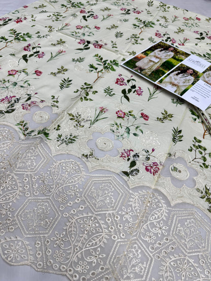 SARDINIA WHITE TULIP-DAMAN BORING PRINTED EMBROIDERED LINEN 3PC (SL-37