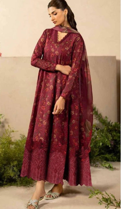 IZNIK LUXE DAMAN LASER KARI LINEN UNSTICHED 3PC (SL-4287)