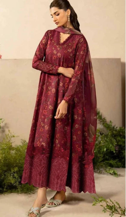 IZNIK LUXE DAMAN LASER KARI LINEN UNSTICHED 3PC (SL-4287)