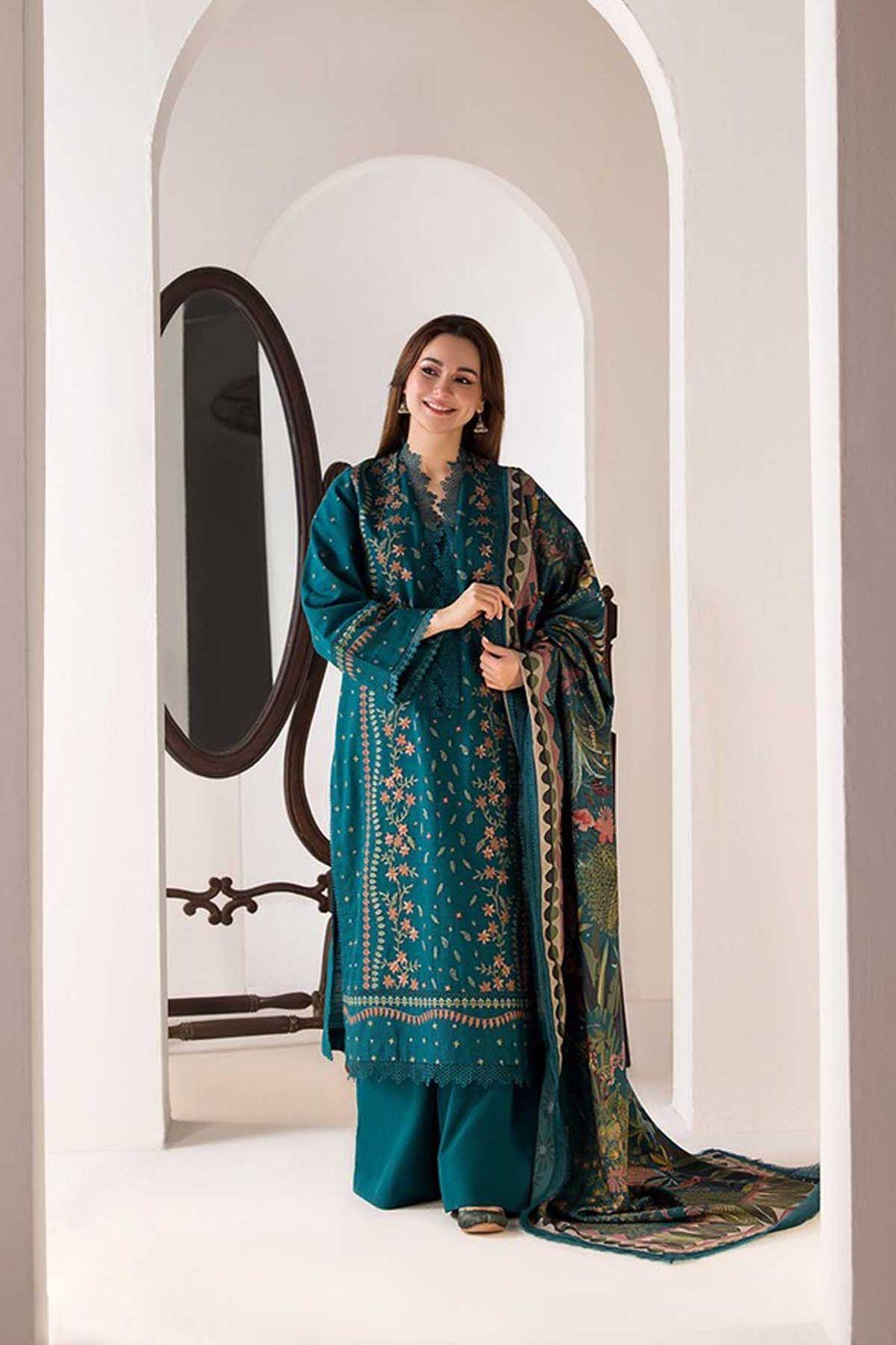 SOBIA NAZIR-DHANK EMBROIDERD UNSTICH 3pc(WA-675)
