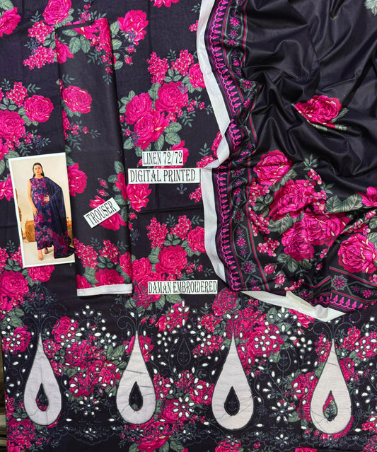 IZNIK DAMAN EMROIDERED LINEN 3 PC