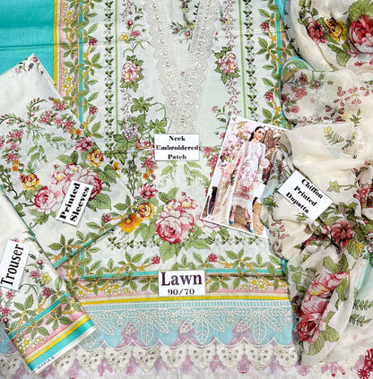 MARIA B PRINT EMBROIDERED LAWN 3pc SL-2605B