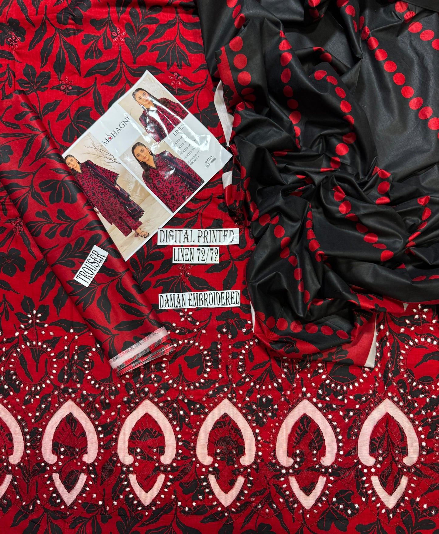 MOHAGNI APLIC WORK LINEN UNSTICH 3pc