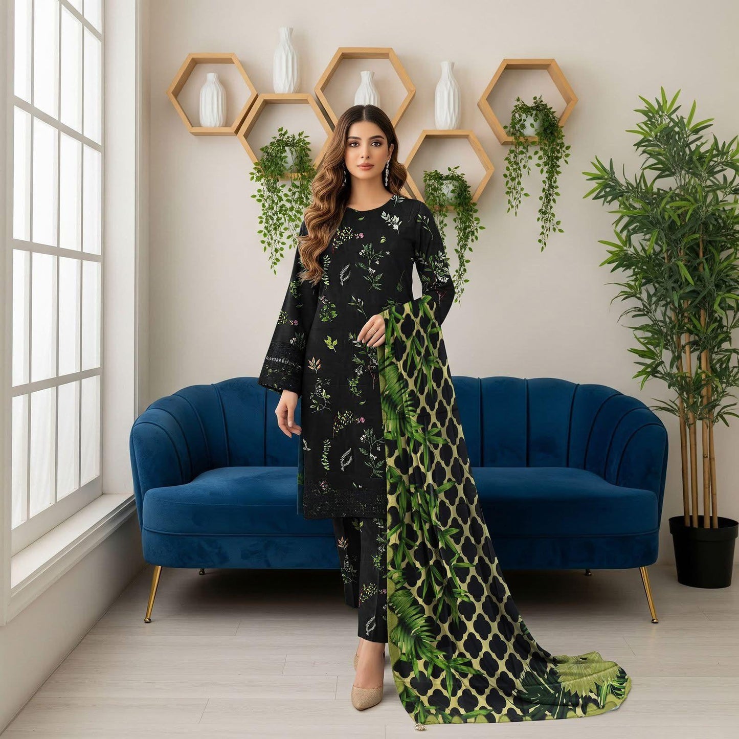 LIMELIGHT DAMAN EMBROIDERED  LINEN 3PC