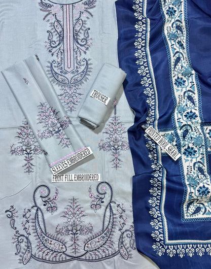 MARIA B-HEAVY EMBROIDERED DHANAK UNSTICHED 3PC (WA-9034)