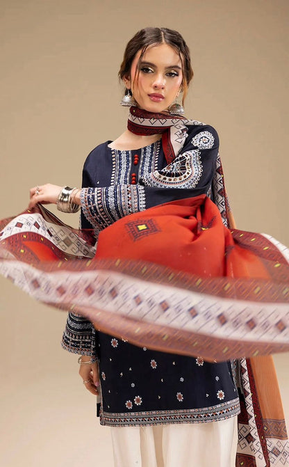 JAZMINE-DHANAK HEAVY EMBROIDERED UNSTICHED 3PC (AP-608)