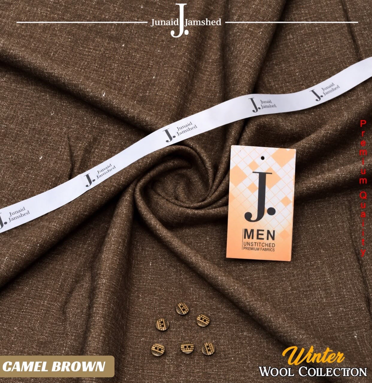 ALHAMPOSH J. Men's Unstitched Wool Suit in Camel Brown