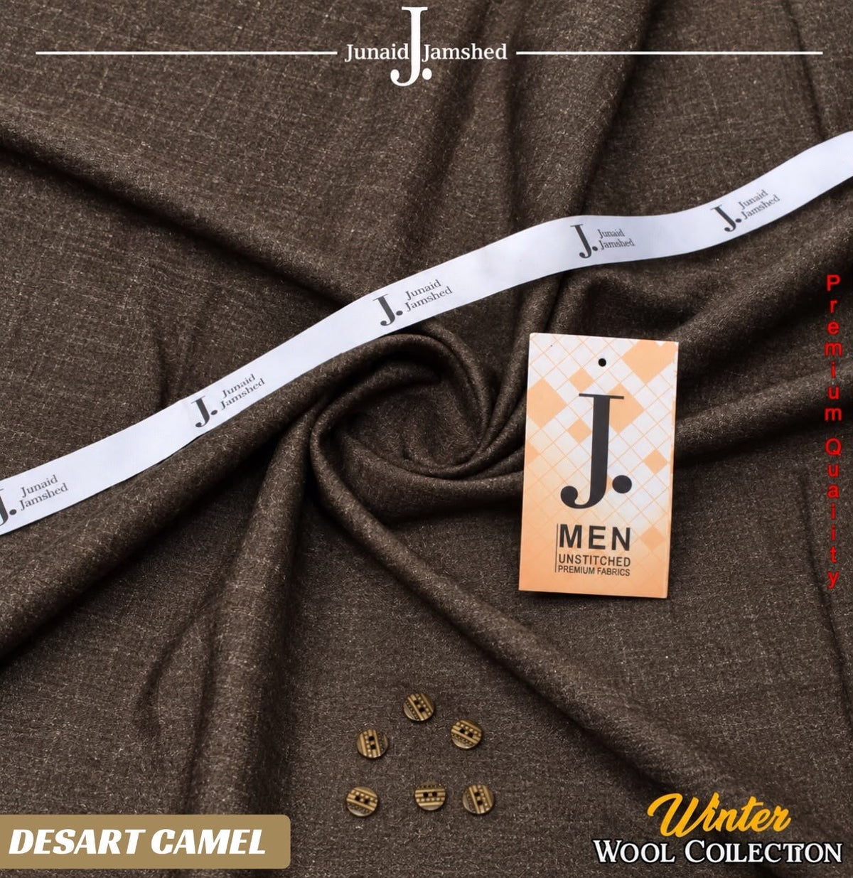 ALHAMPOSH J. Men's Unstitched Wool Suit in Desert Camel