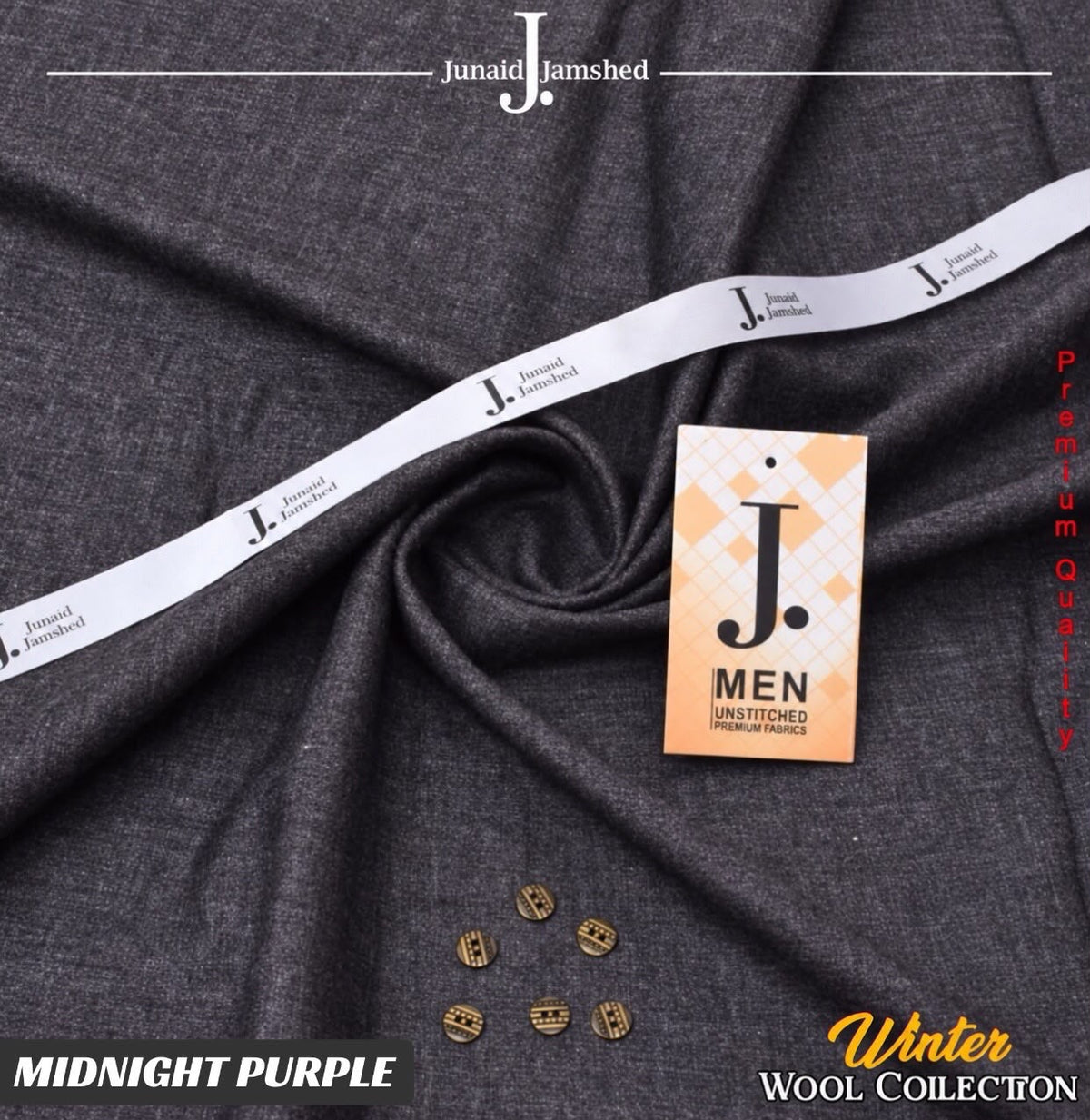 ALHAMPOSH J. Men's Unstitched Wool Suit in Midnight Purple