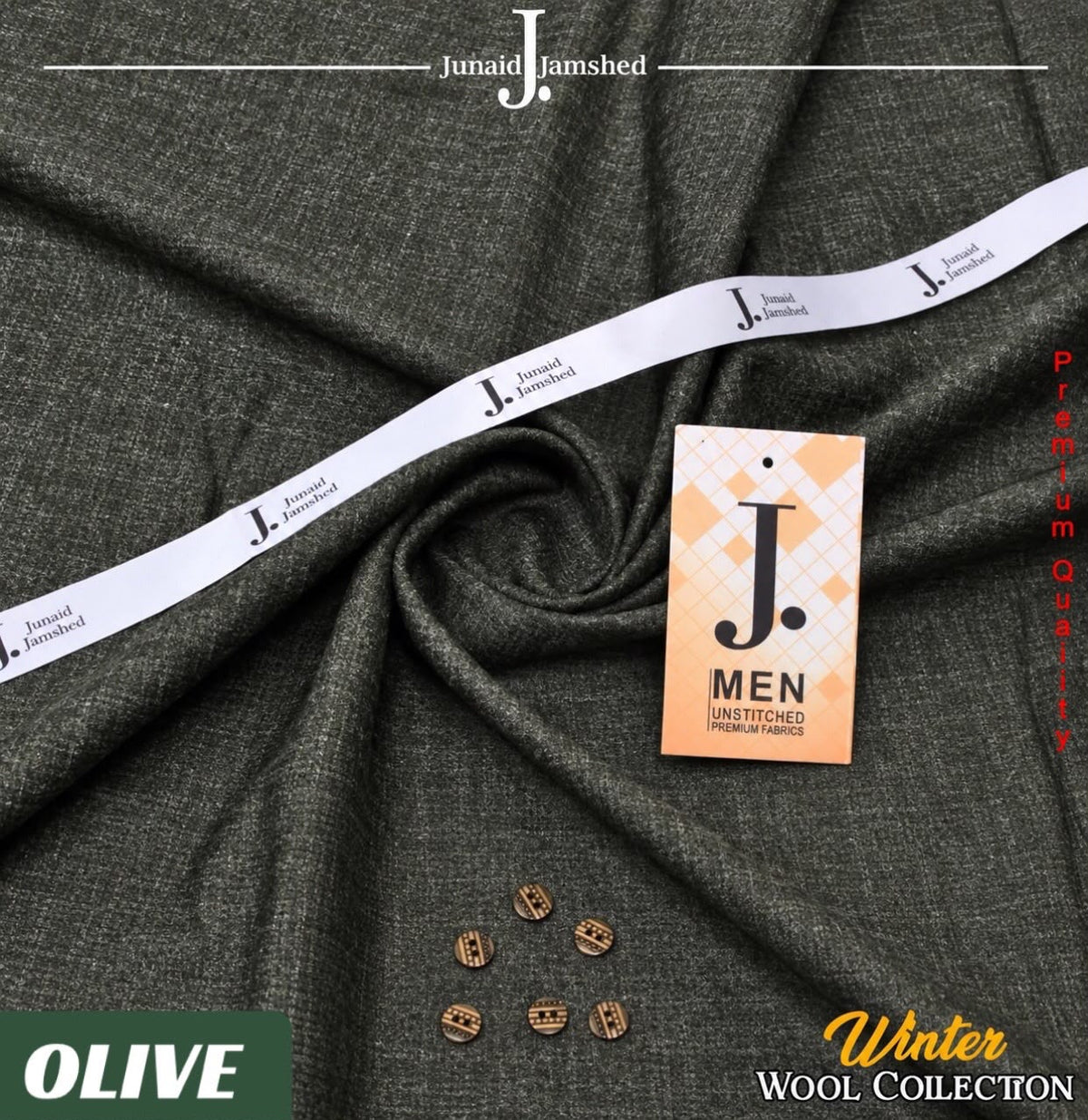 ALHAMPOSH J. Men's Unstitched Wool Suit in Olive