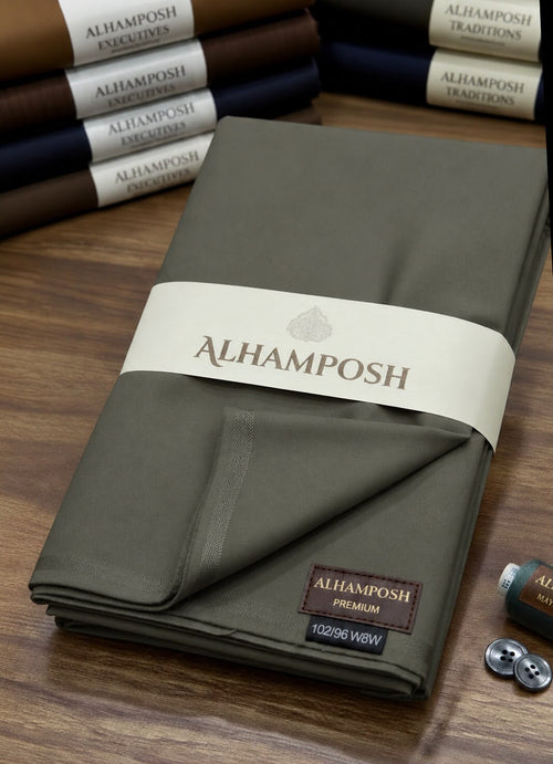 ALHAMPOSH premium men's unstitched suit - GREY BROWN