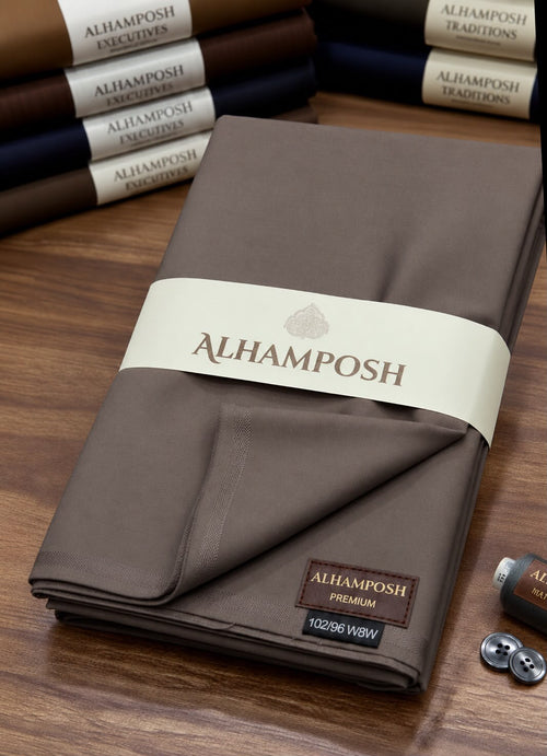 ALHAMPOSH premium men's unstitched suit - TAUPE BROWN