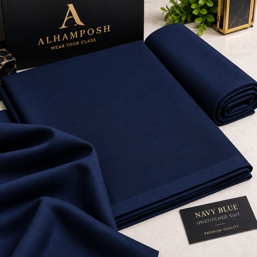 ALHAMPOSH Premium Navy Blue Unstitched Suit