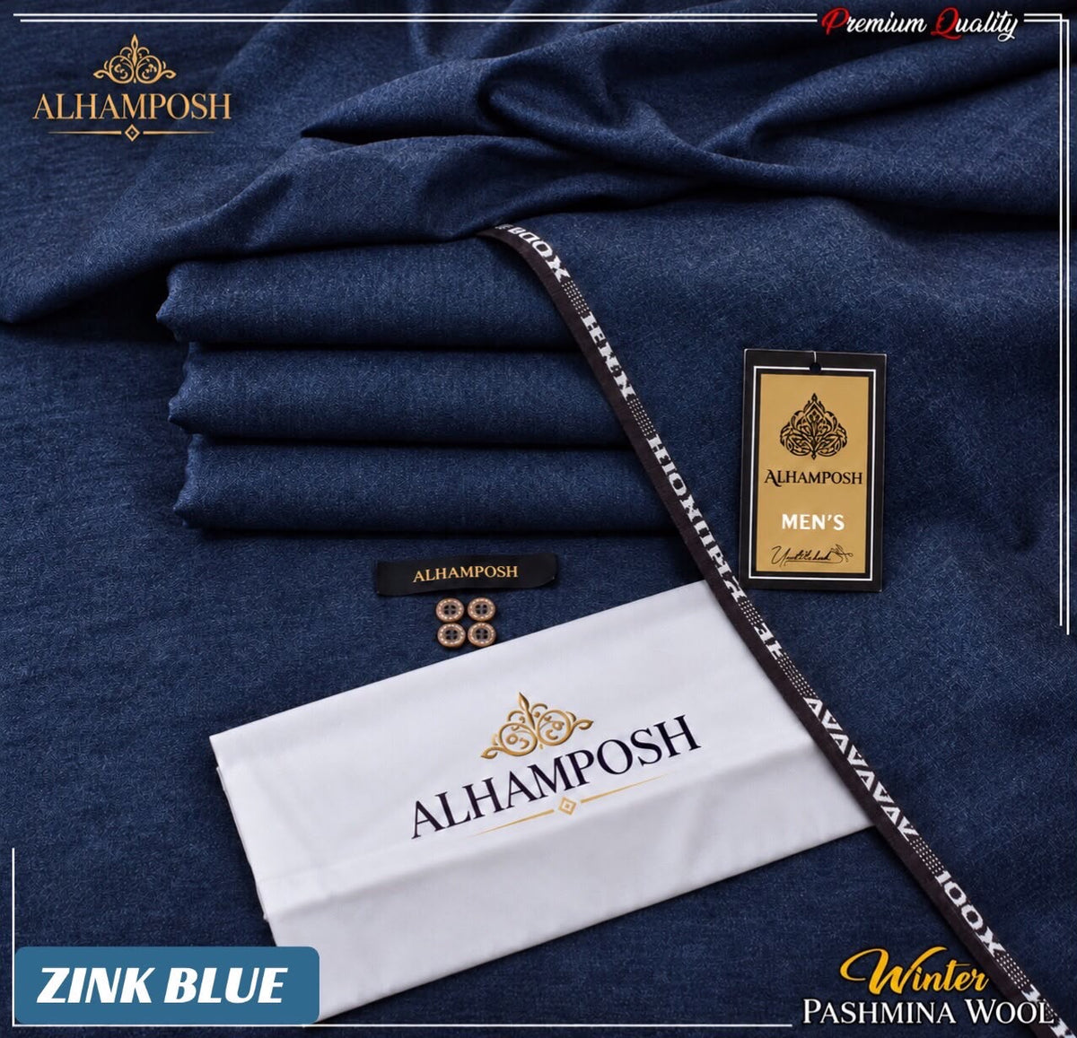 ALHAMPOSH Premium Winter Wool Men's Unstitched Suit - Mehroon
