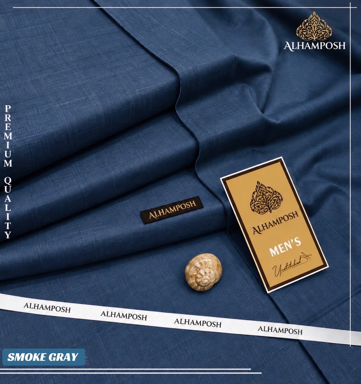 ALHAMPOSH Men's Slub Unstitched Suit - Smoke Gray